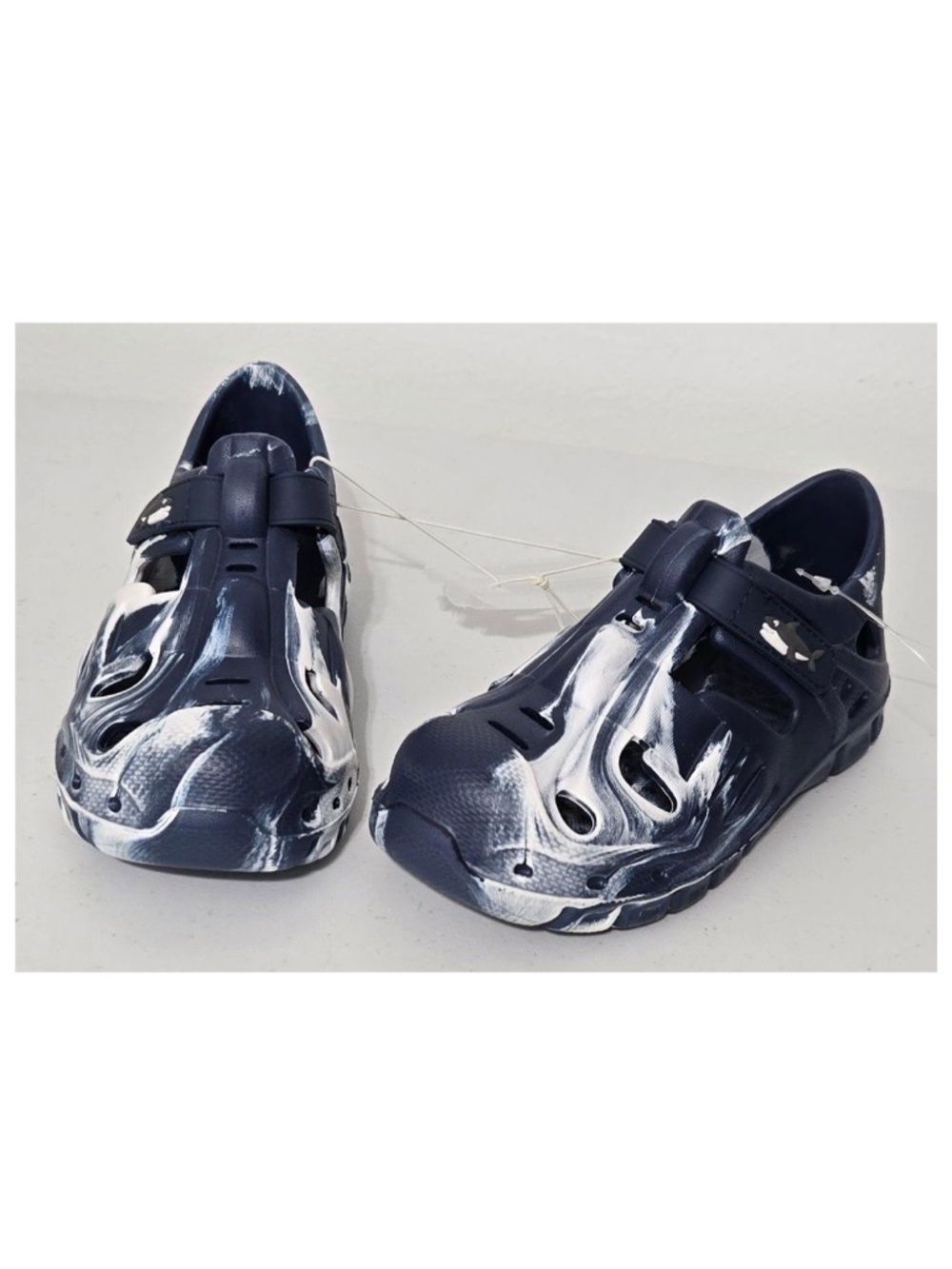 New Stepping Stones Shoes Boys Size 9 Toddler Blue White Tie Dye Shark Kids NWT